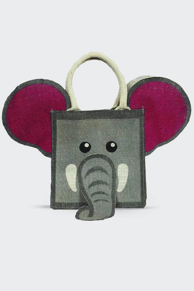  Jute Lunch Bag : Elephant Print