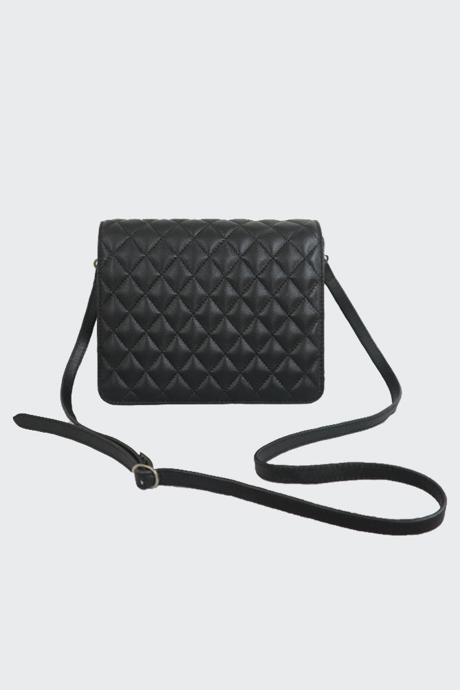 Leather Black Quilted Shoulder Bag