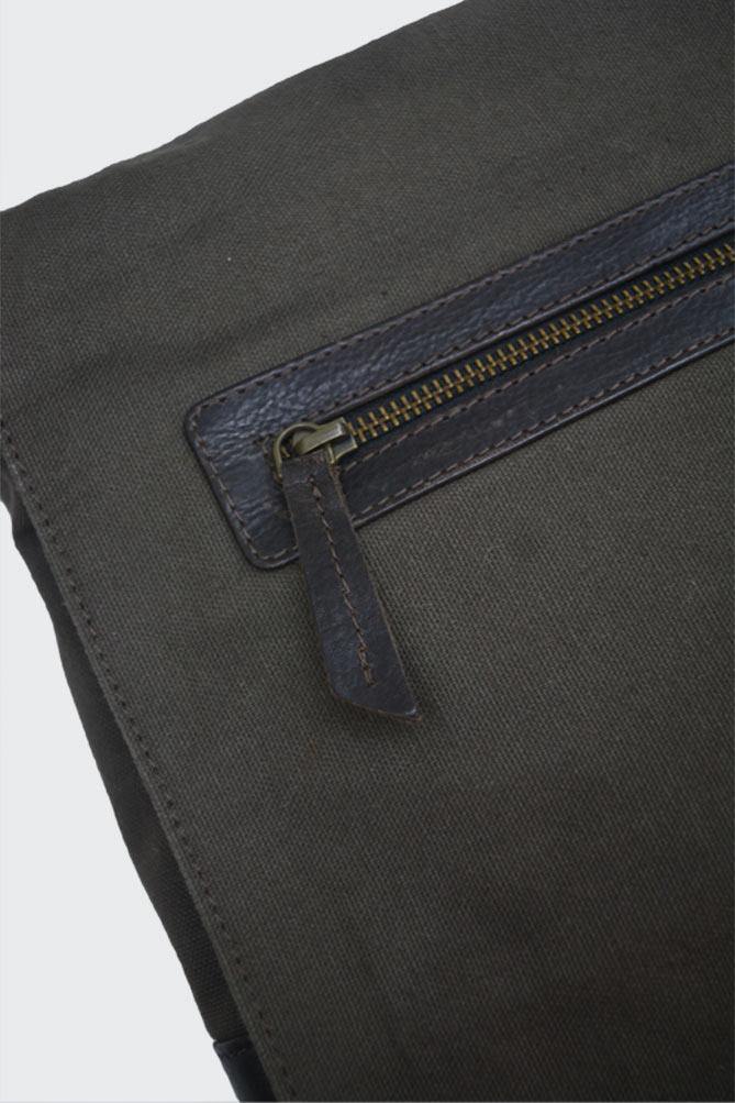 Canvas and Leather Laptop Bag - Folk