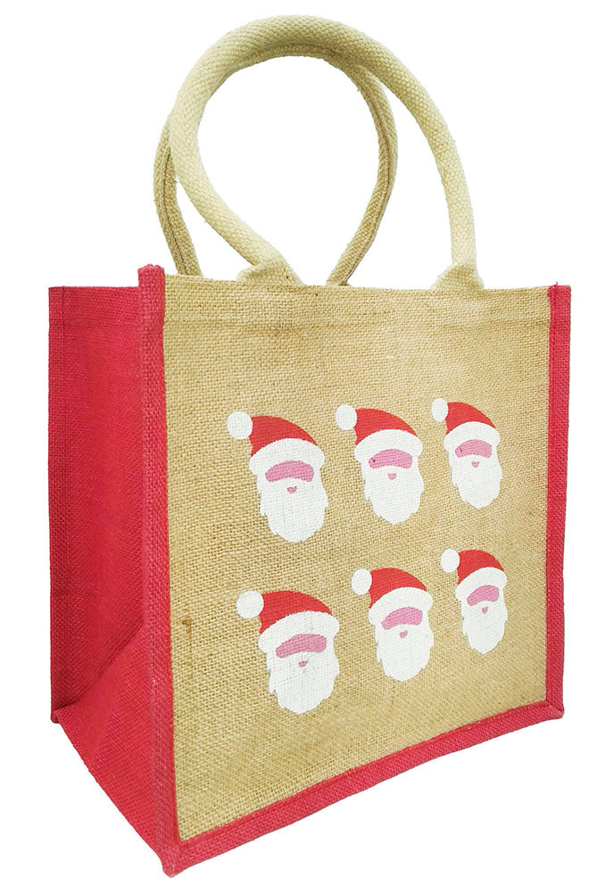 Santa Theme Jute Gift/Shopping Bag (Pack of 2)