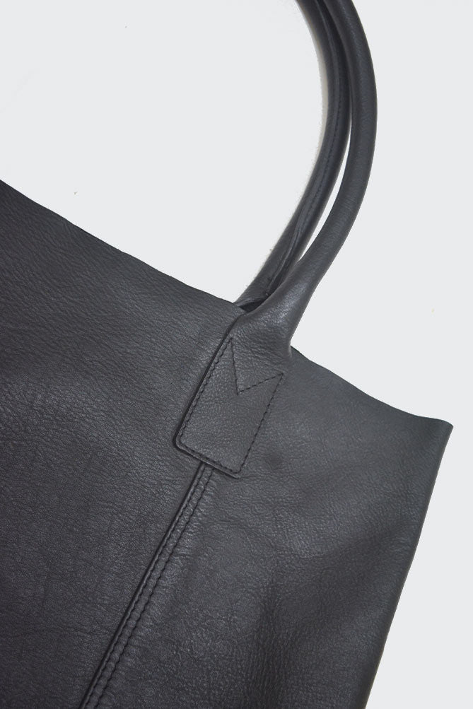 Black Leather-Look Tote Bag