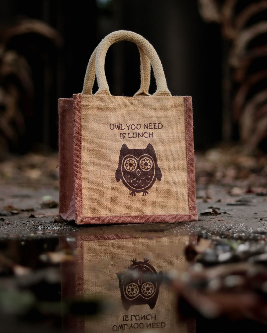 Jute lunch Bag - All you need is lunch bag