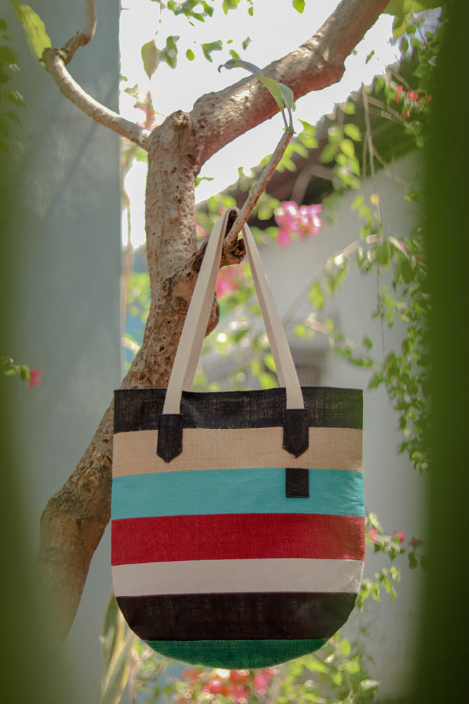 Upcycled Jute Tote Bag : Style 1