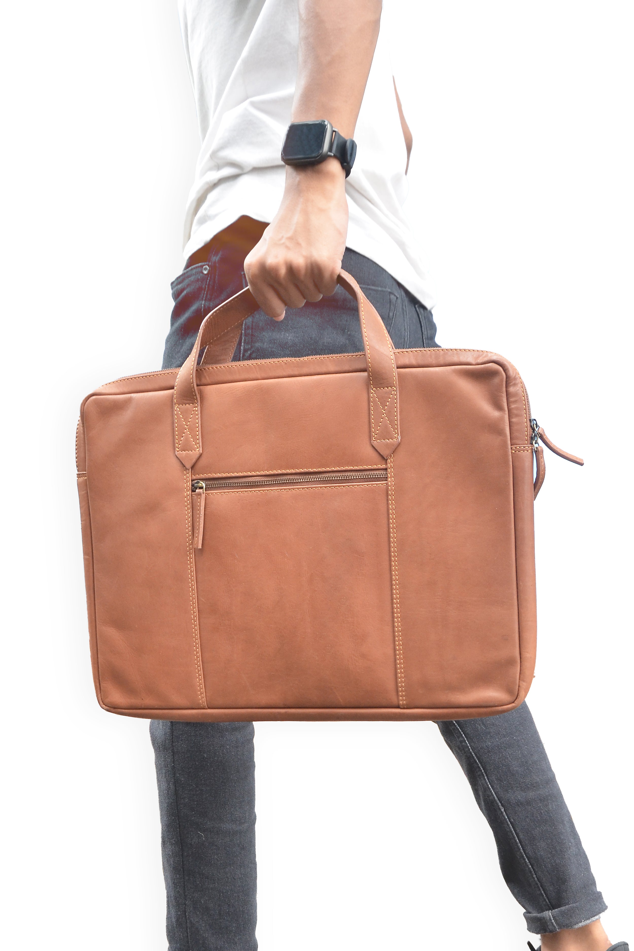 Tan Leather Laptop Sleeve/Case