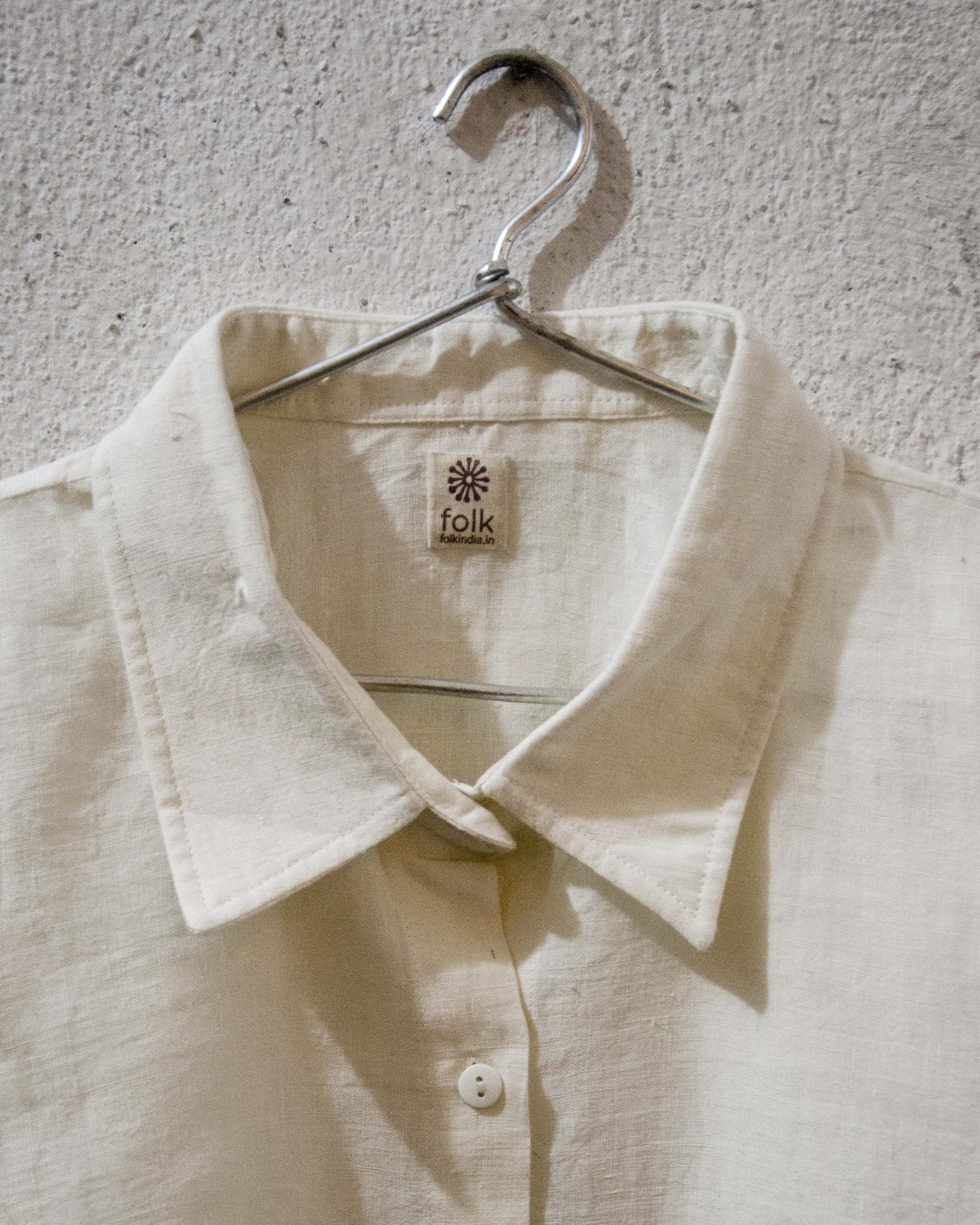 White Linen Tie Up Shirt