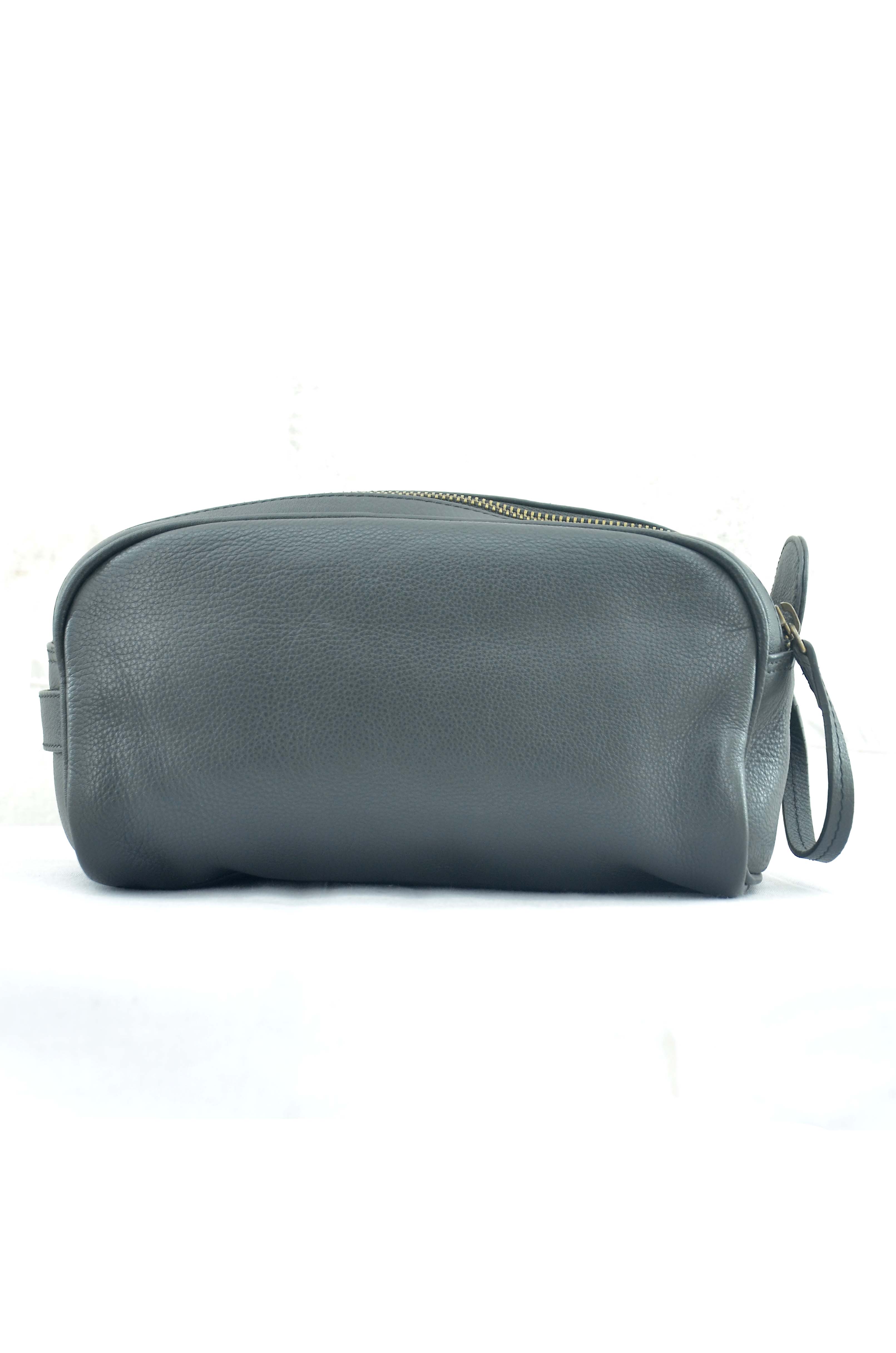 Leather Wash Bag/ Toiletry Pouch with Dual Zip