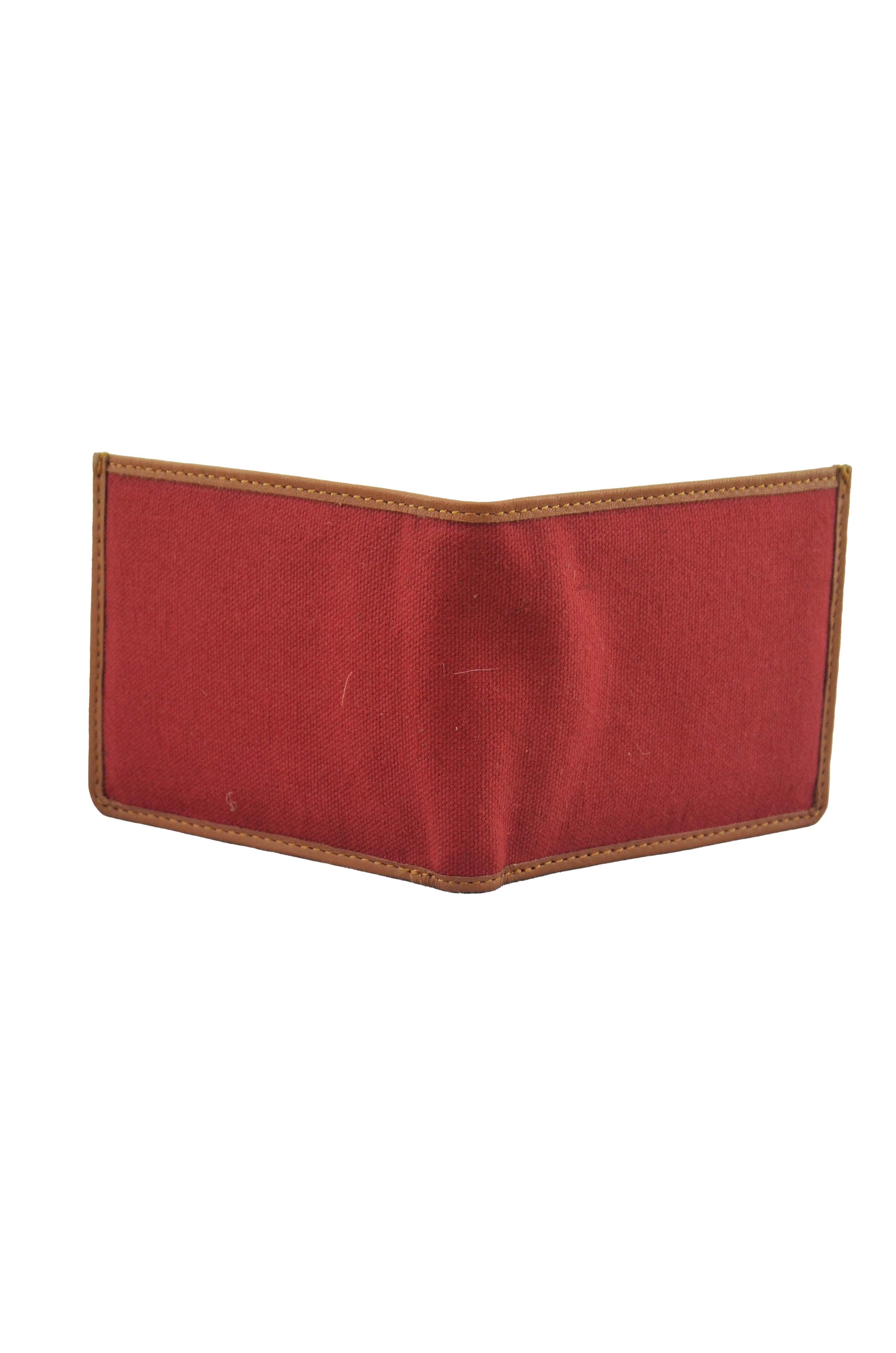 Canvas Bi-Fold Wallet with Leather Edging