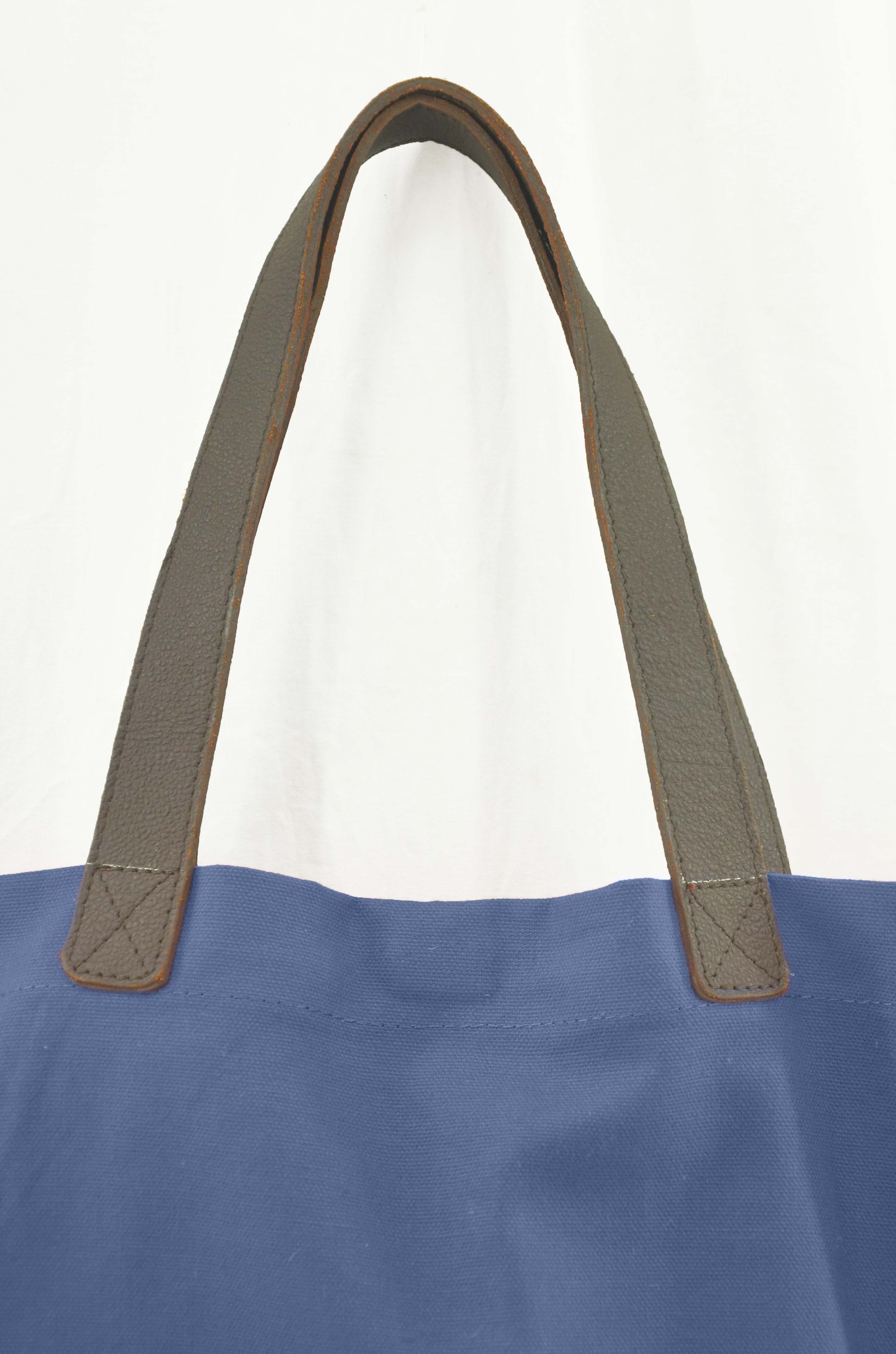 Canvas Tote Bag with Leather Handles