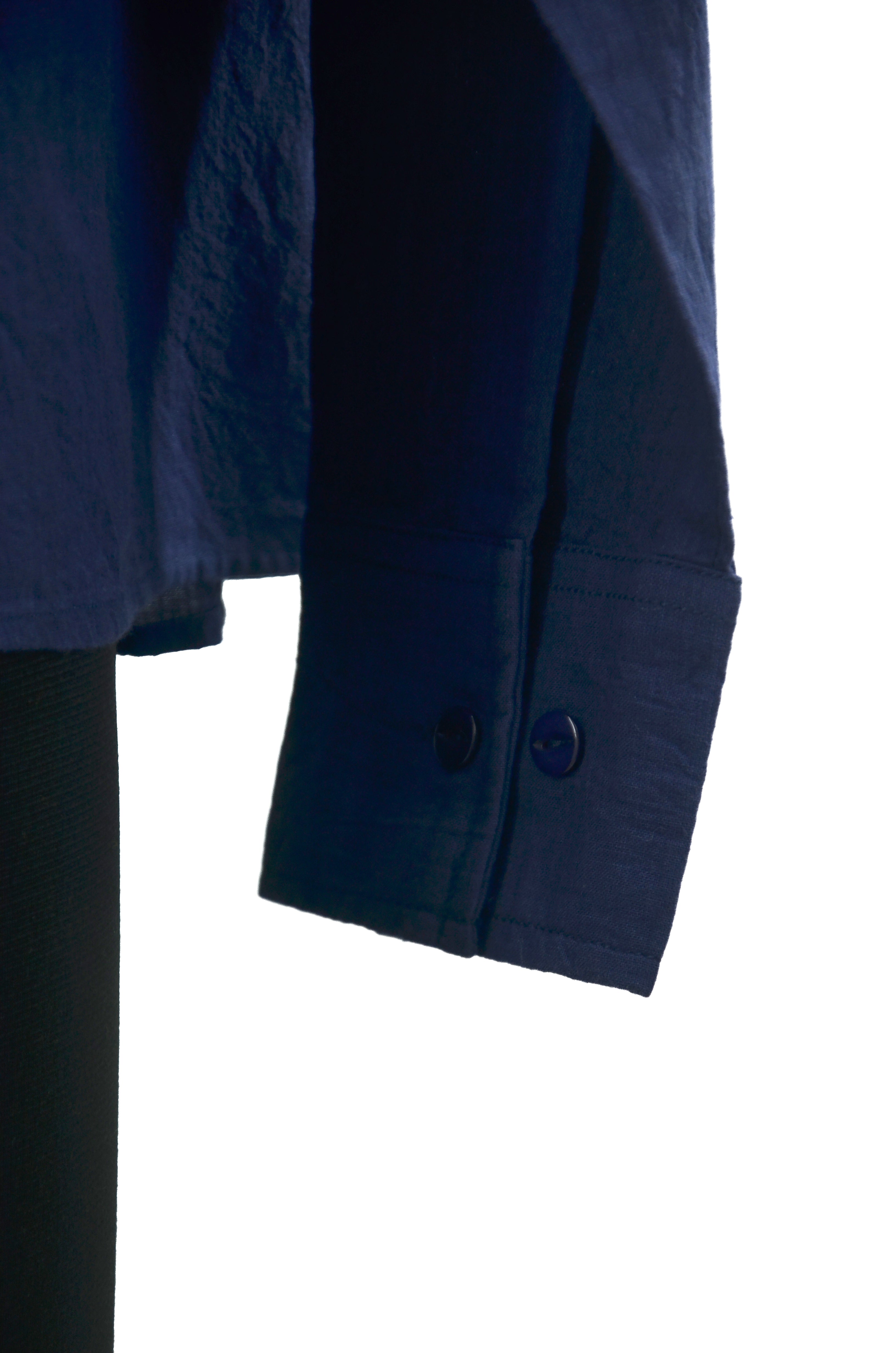 Midnight Blue Pleated Shirt
