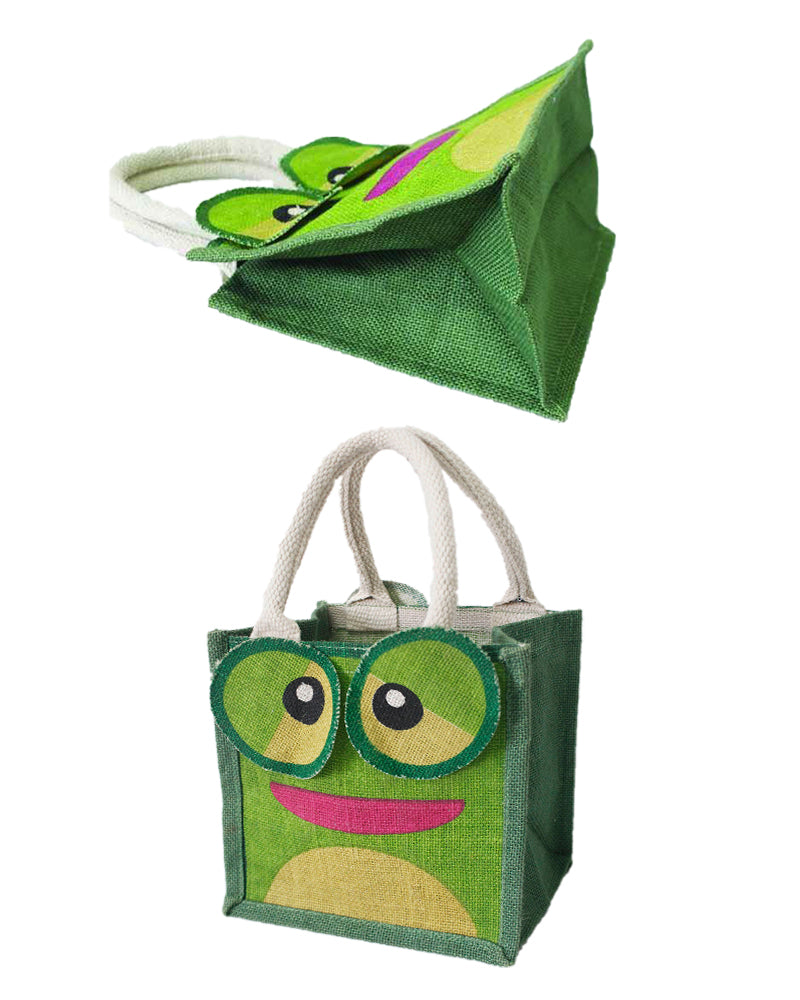 Jute Lunch Bag : Frog Print