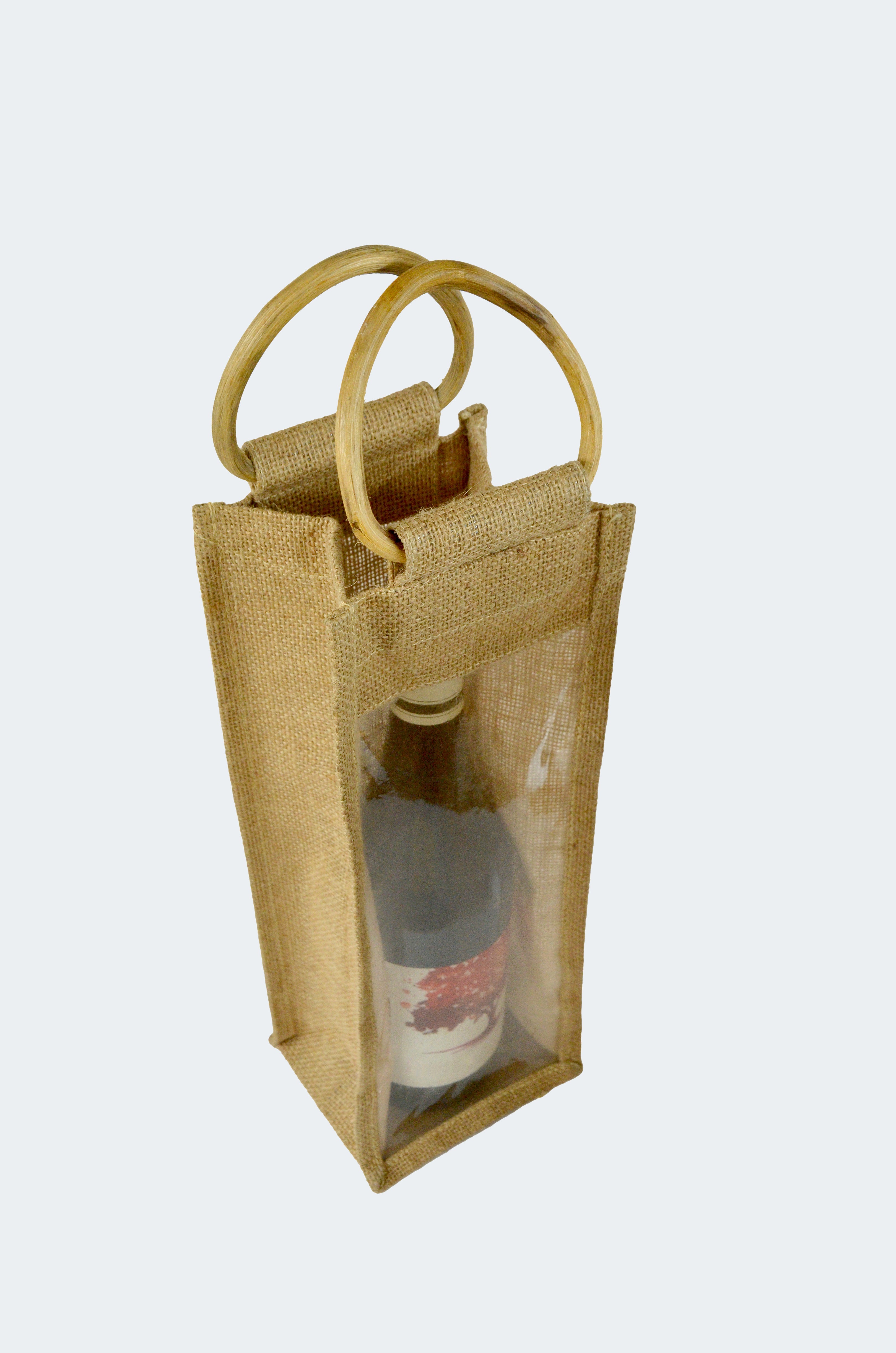 Jute Wine/Gift Bag with Window (Pack of 2)