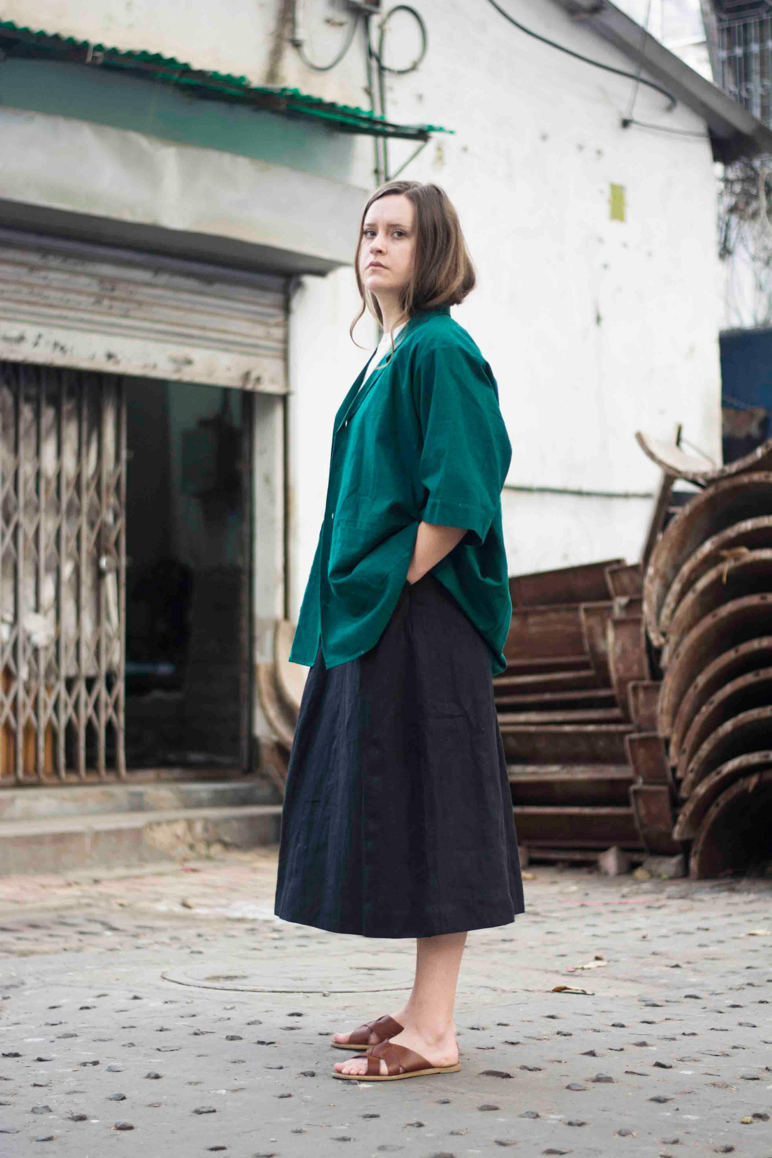 Black Linen Skirt - Folk
