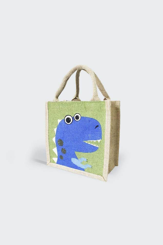 Jute Lunch Bag : Dinosaur Print