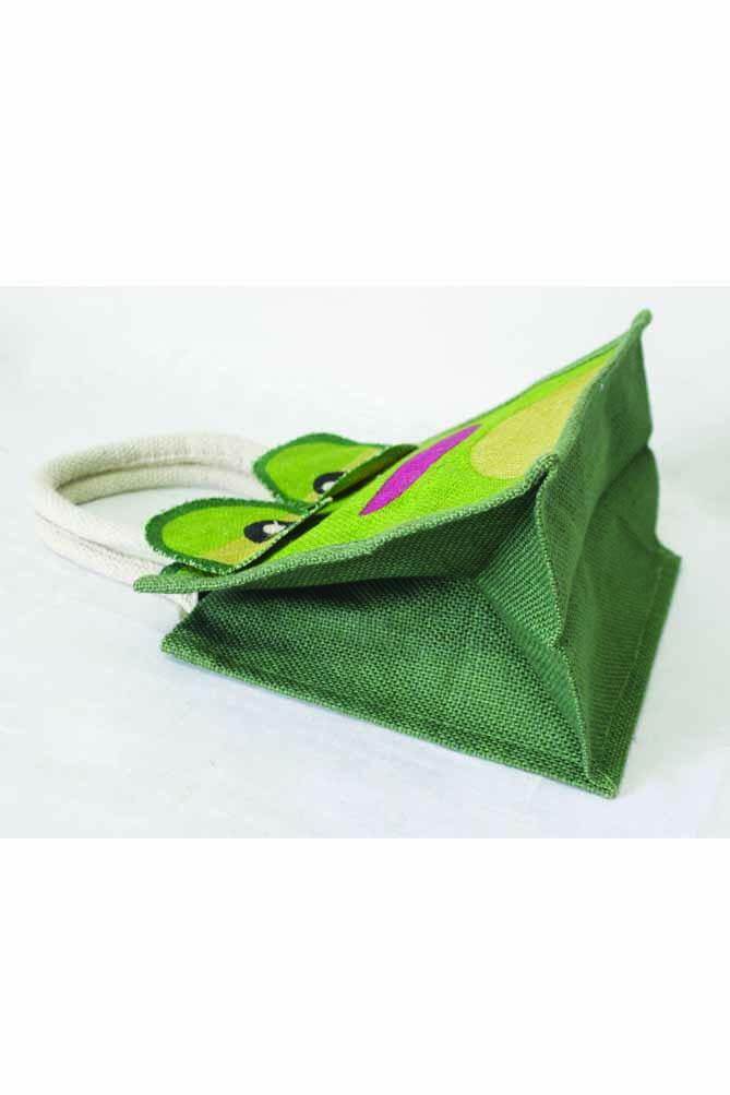 frog print sustainable eco friendly jute  by folk india side ways view