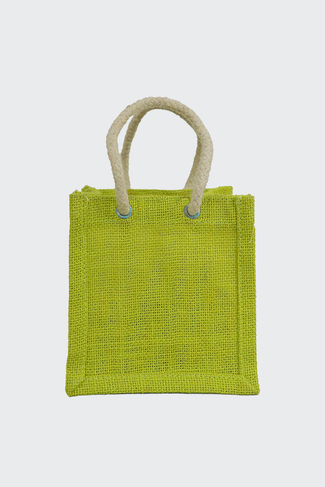 Block Color Jute Gift Bag : Green