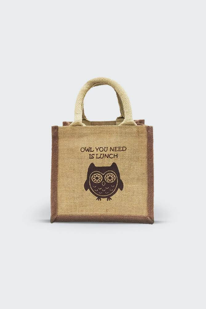 Lunch bag owl print sustainable and eco friendly bag by Folk India