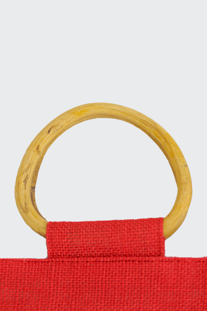 Jute Jar Bag with Window - Red (Pack of 10)